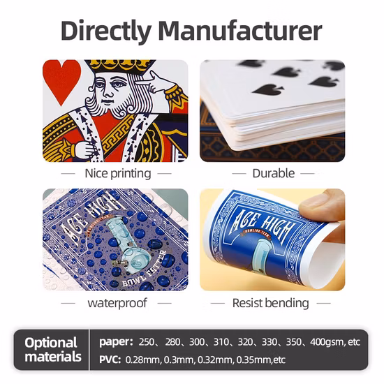 Precio al por mayor Qatar Poker Card Impresión personalizada 100% plástico Arabia Saudita Kuwait Naipes 100% Naipes de plástico